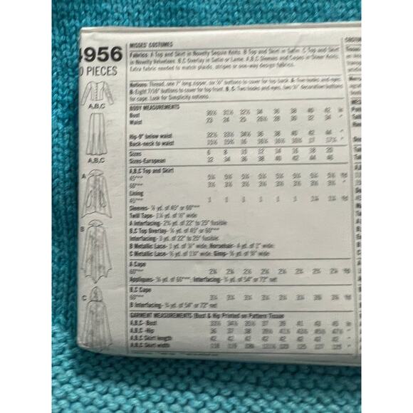 Simplicity 4956 Sewing pattern witch fairy cape size 6 8 10 12 - Picture 4 of 4